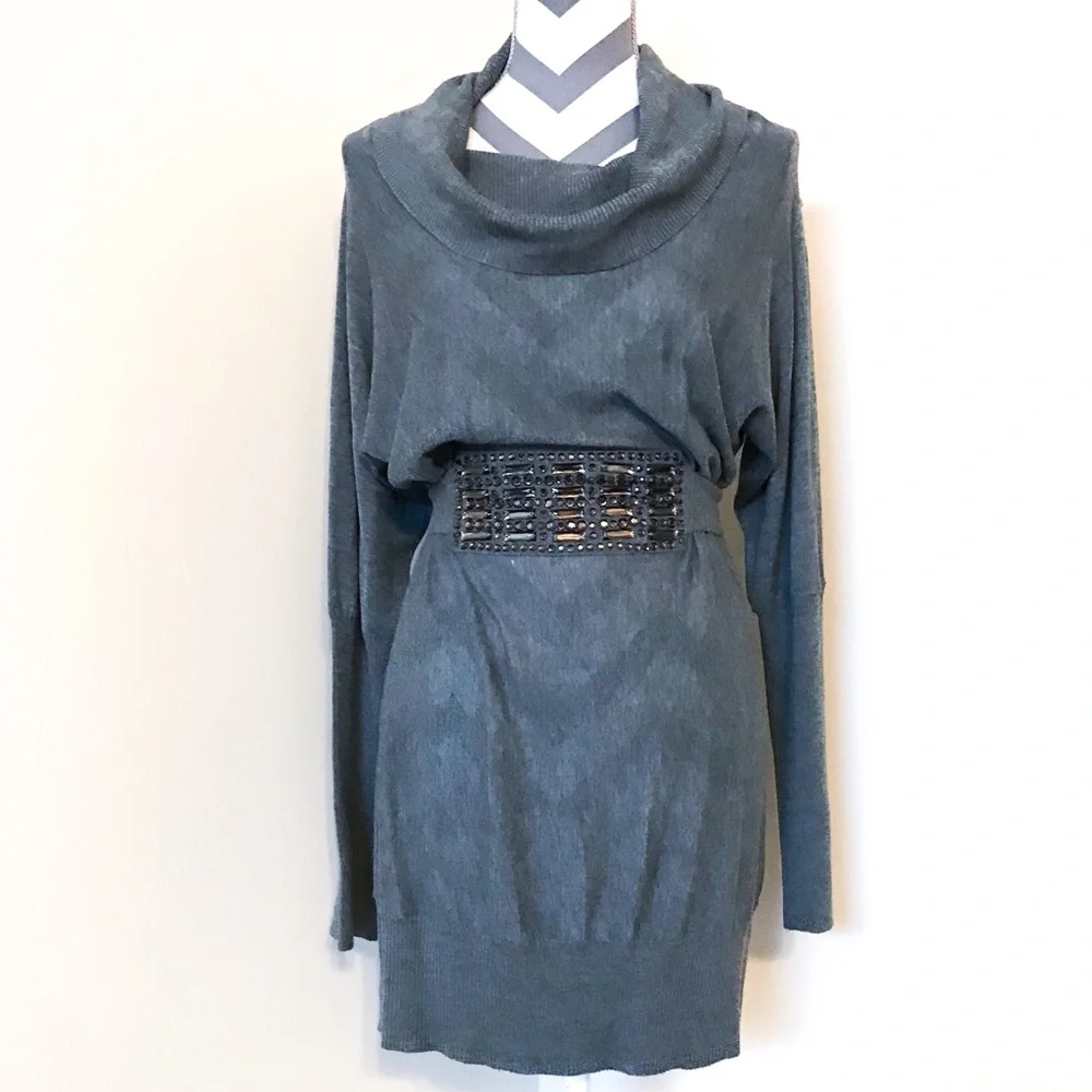 Peppe Peluso Grey Cowlneck Sweater Dress - Picture 2 of 8